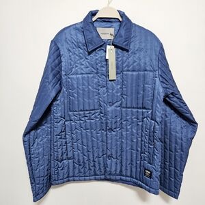 Hudson NWT Mens Jacket Coat Nylon Quilted Puffer Snaps Eco Down MSRP $198 Blue M